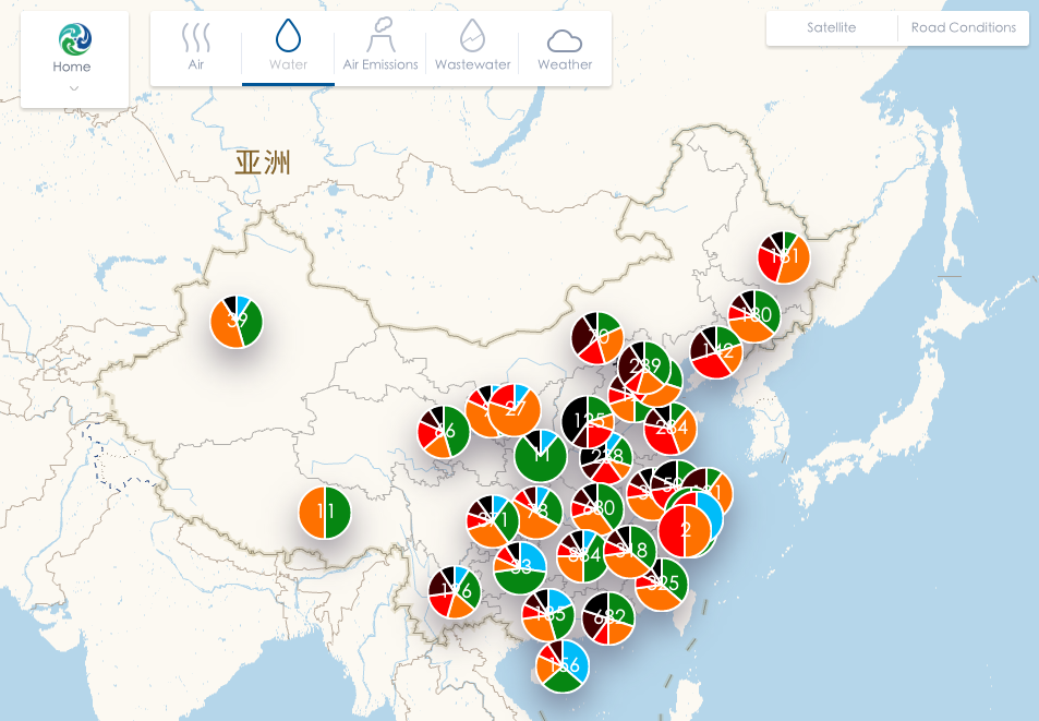 Map shows surface water quality in China's river basins across over 7000 monitoring areas
