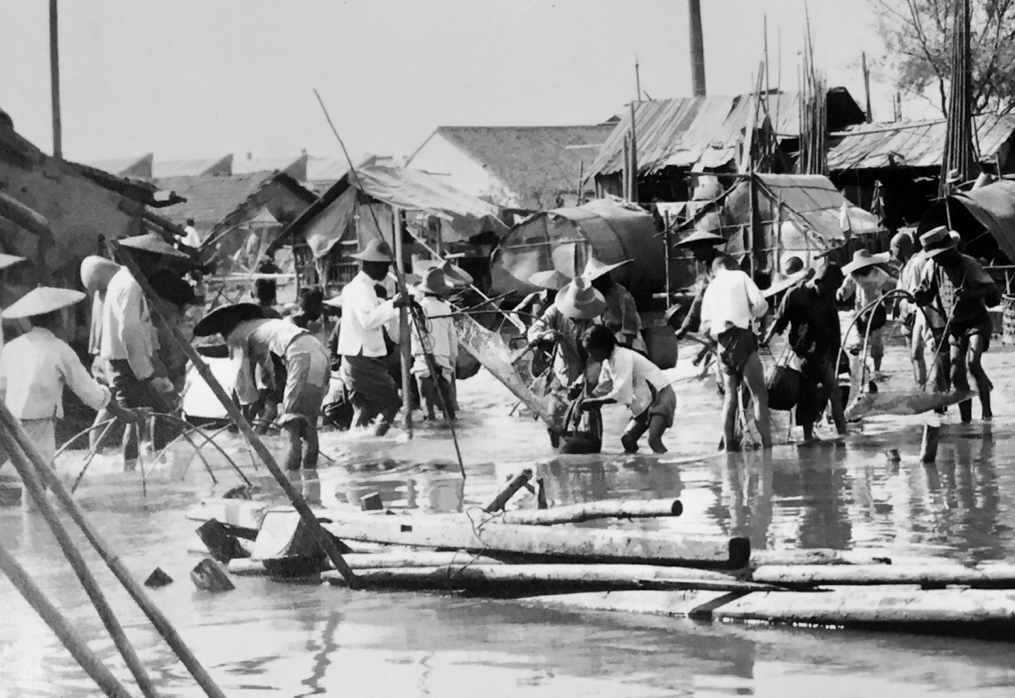 Refugees fishing in Wuhan
