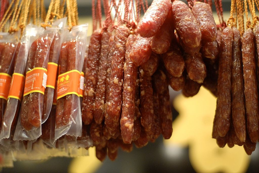 The ideal diet has no, or very little, red or processed meat such as this Chinese sausage. (Image: Mo Riza)