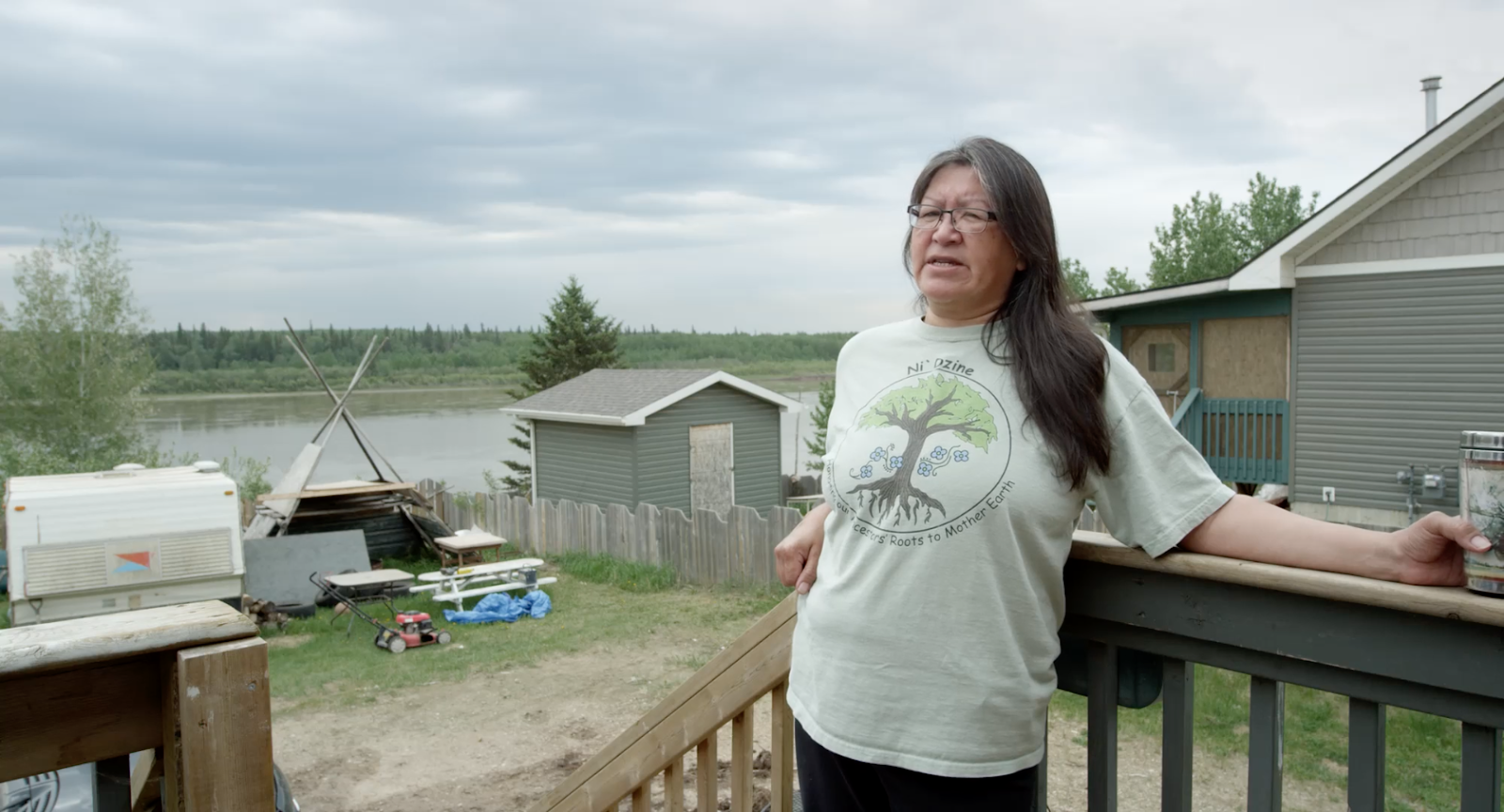 Jean L'Hommecourt of Fort Mckay, Alberta, interviewed in the documentary film Earth