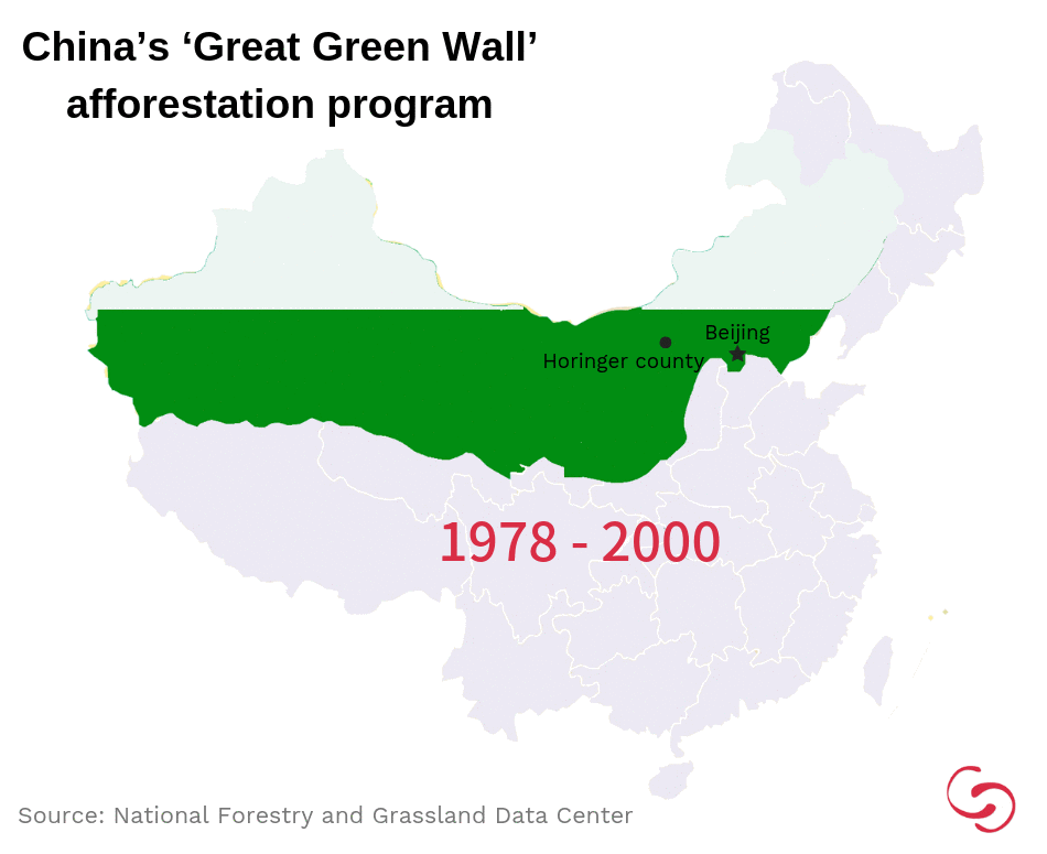 China’s ‘Great Green Wall’ afforestation northern shelterbelt program