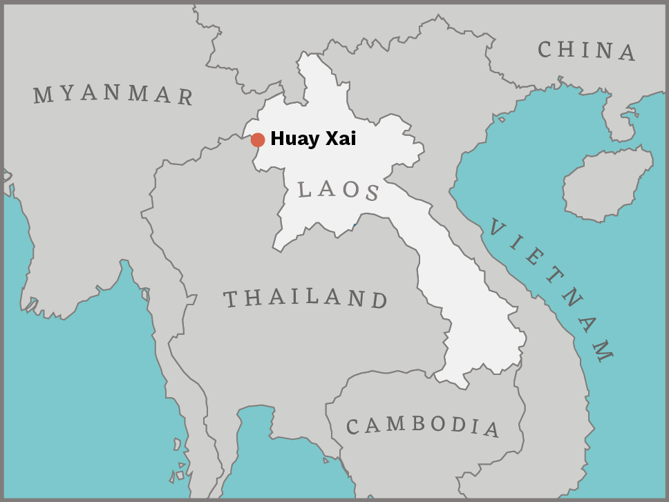 Map of Laos. Huay Xai marked by red dot 