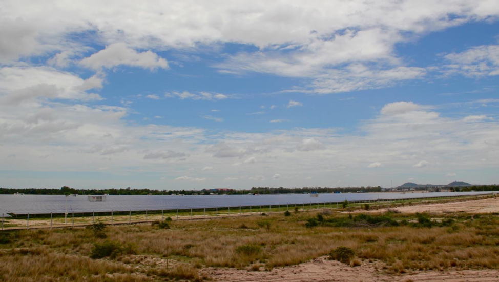 An 80-megawatt solar farm developed by SchneiTec in Cambodia’s Kampon Speu province