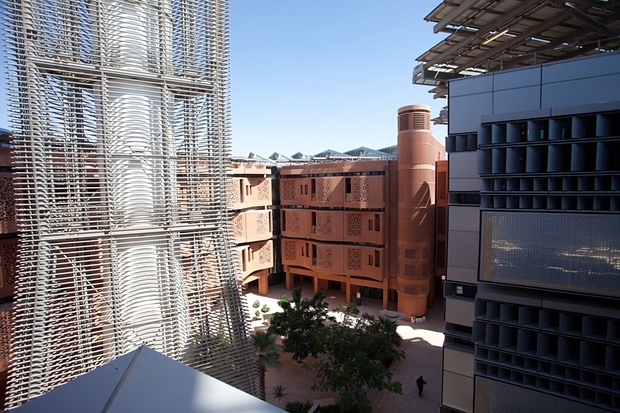 a wind tower within Masdar